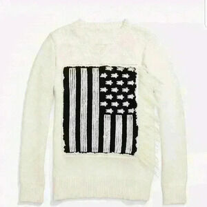 Coach Knitwear Women's White Flag Intarsia Sweater